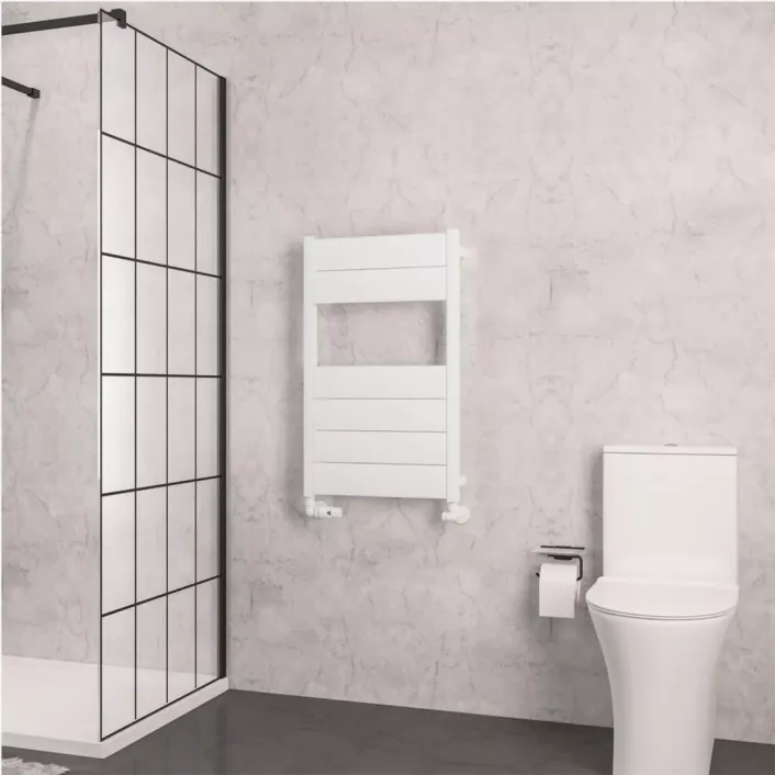 Eastbrook Kingswood Slimline 820 x 500 Aluminium Towel Rail Matt White