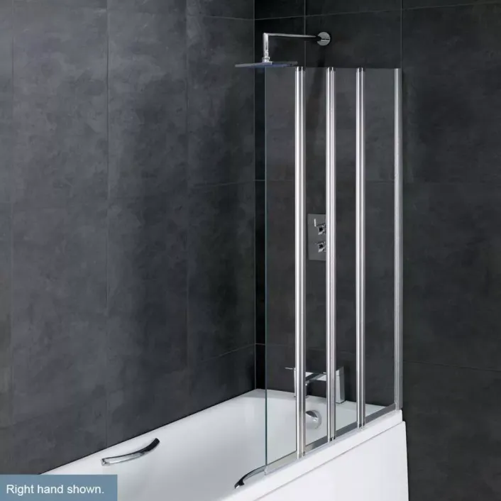 Eastbrook Volente 6mm 1400 x 1000mm Right Hand (RH) Bath Screen with 1 Fixed and 3 Folding Panels - Chrome