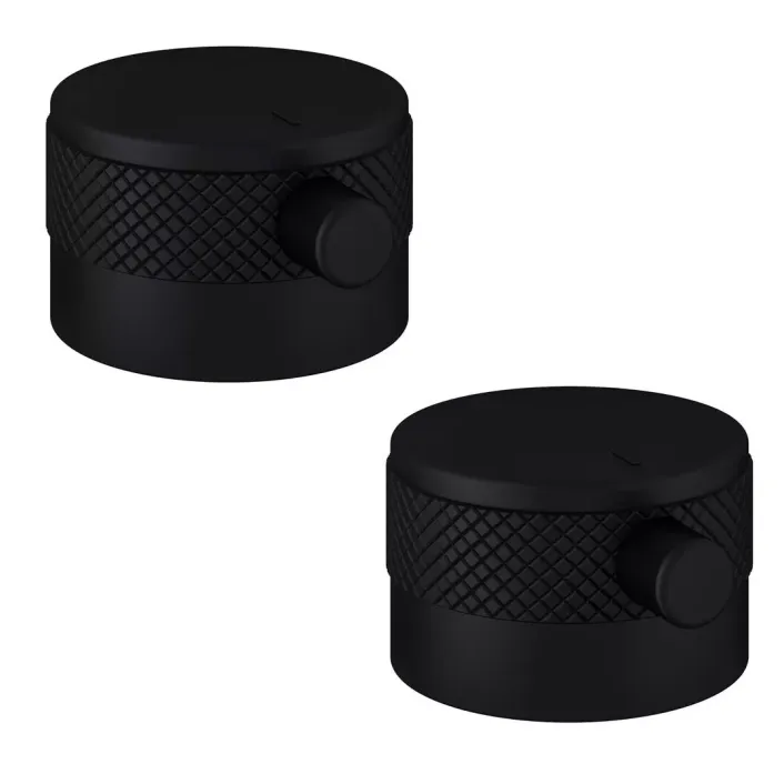 Eastbrook (Pair) Meriden Half Knurling Tap Handles for Wall Mounted 3 Tap Hole Basin / Bath Mixer Tap Matt Black