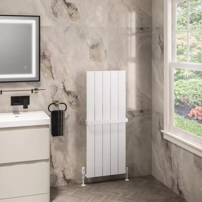 Eastbrook Charlton 1200 x 470 Aluminium Radiator Matt White