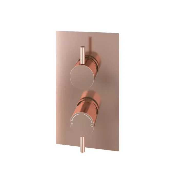 Eastbrook Modern Round Thermostatic Two Way Concealed Shower Valve - Brushed Bronze