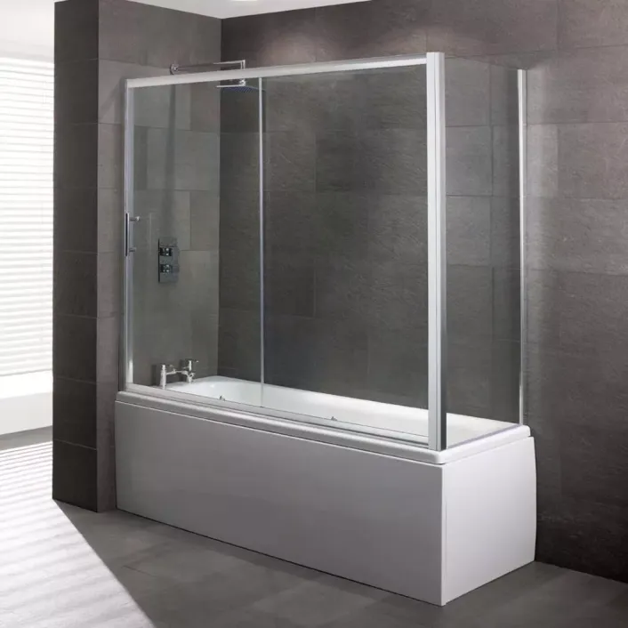 Eastbrook Volente 6mm 1475 x 690mm Easy Clean End Panel for Overbath Slider Bath Screen - Chrome
