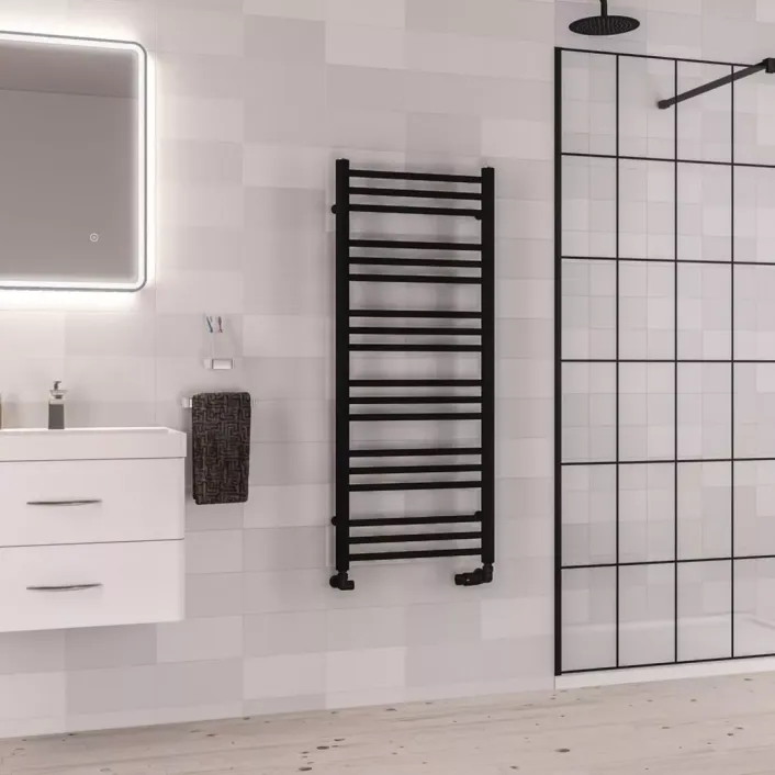 Eastbrook Corinium Round 1200 x 500 Towel Rail Matt Black