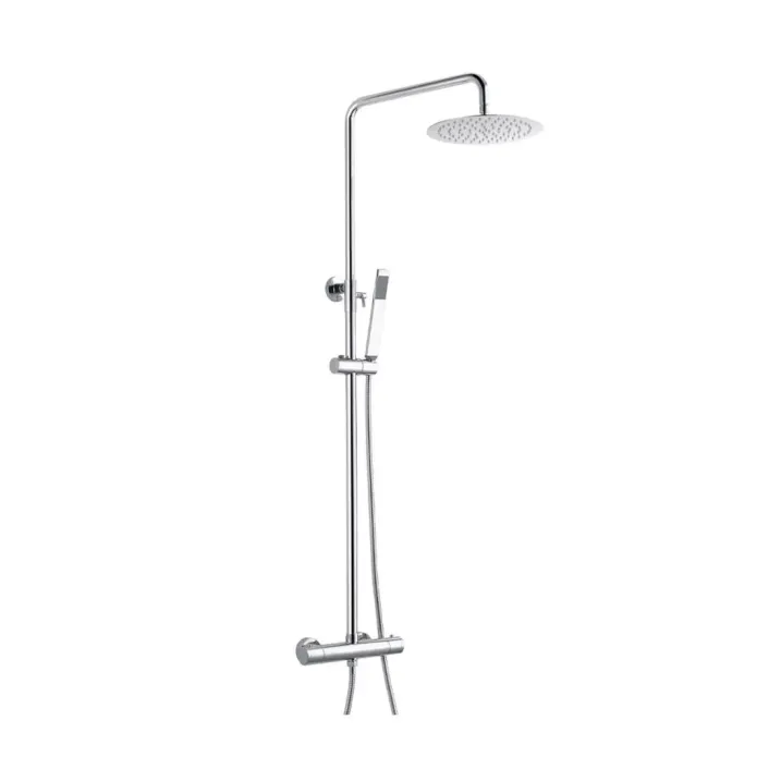 Eastbrook Adjustable Height (900 - 1300mm) Thermostatic Shower Pole with Bar Valve, Shower Head, Handset & Hose - Chrome