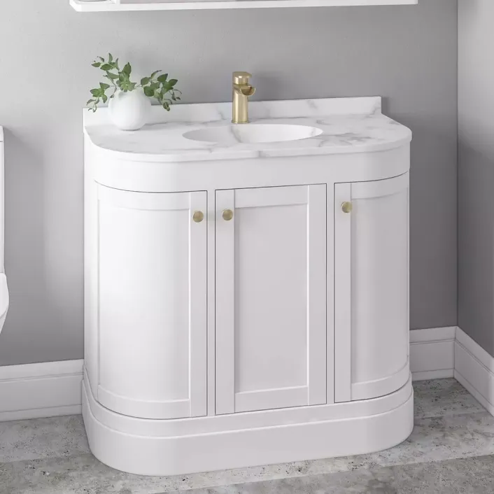 Eastbrook Hardwick 90CM 3 Door Single Bowl Basin Vanity Unit - Matt White