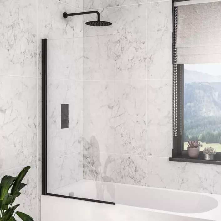 Eastbrook 6mm 1400 x 800mm Hinge Bath Screen - Matt Black