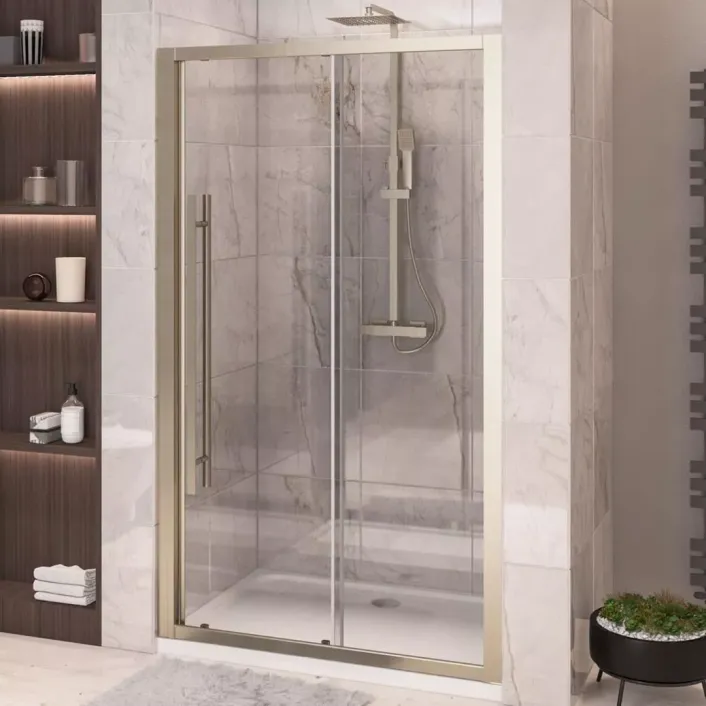Eastbrook Vantage 2000 Easy Clean 2000mm x 1100mm Slider Shower Door - Brushed Brass