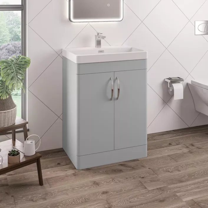 Eastbrook Cavone 60CM 2 Door Basin Vanity Unit - Matt Grey - Freestanding