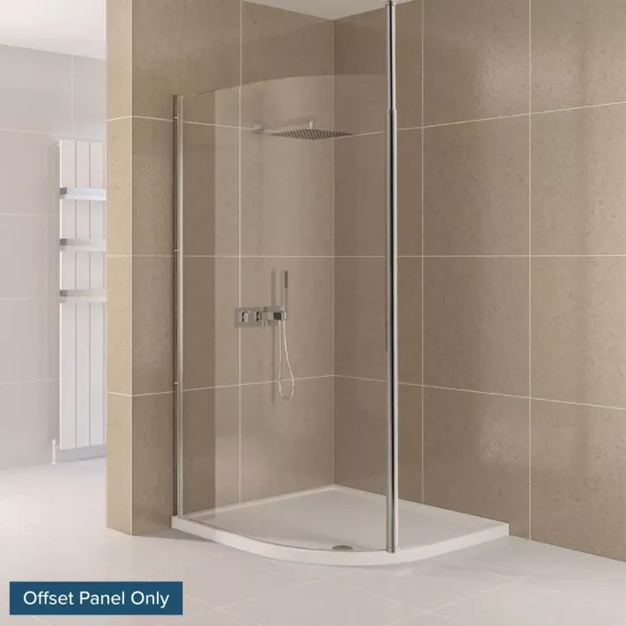 Eastbrook Valliant 8mm 1850mm x 1000mm Round Pole Walk-In Offset Shower Panel - Chrome