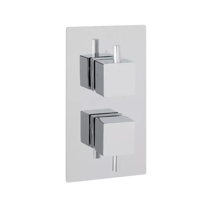 Eastbrook Square Twin Valve Plate with Square Rings - Chrome