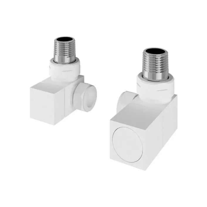 Eastbrook Corner Square Radiator Valves (Pair) Matt White