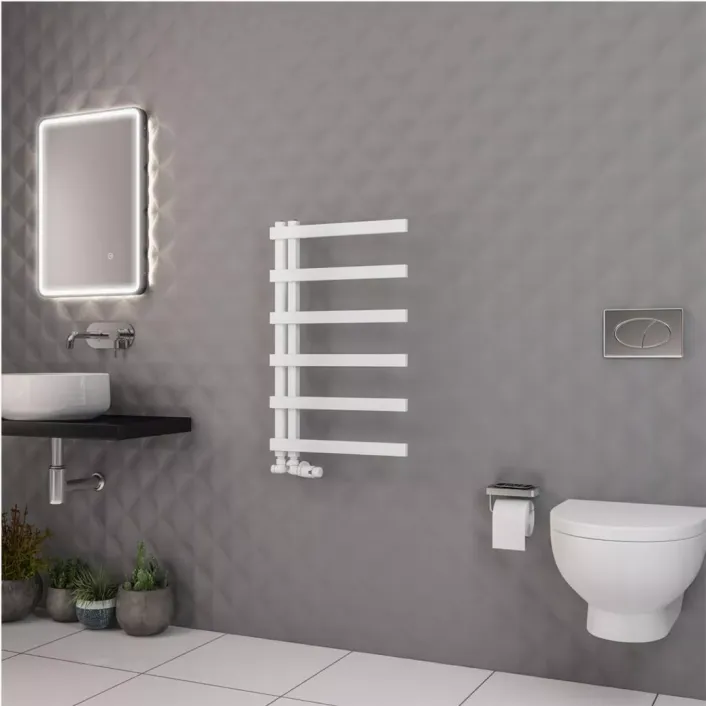 Eastbrook Platani 800 x 500mm Towel Rail Matt White