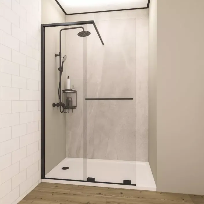 Eastbrook Corniche 2000 8mm Easy Clean 2000mm x 1200mm Soft Close Walk in Slider Left Hand (LH) Shower Door - Matt Black