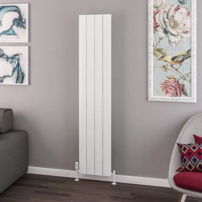 Eastbrook Withington 1800 x 375 Aluminium Radiator Matt White