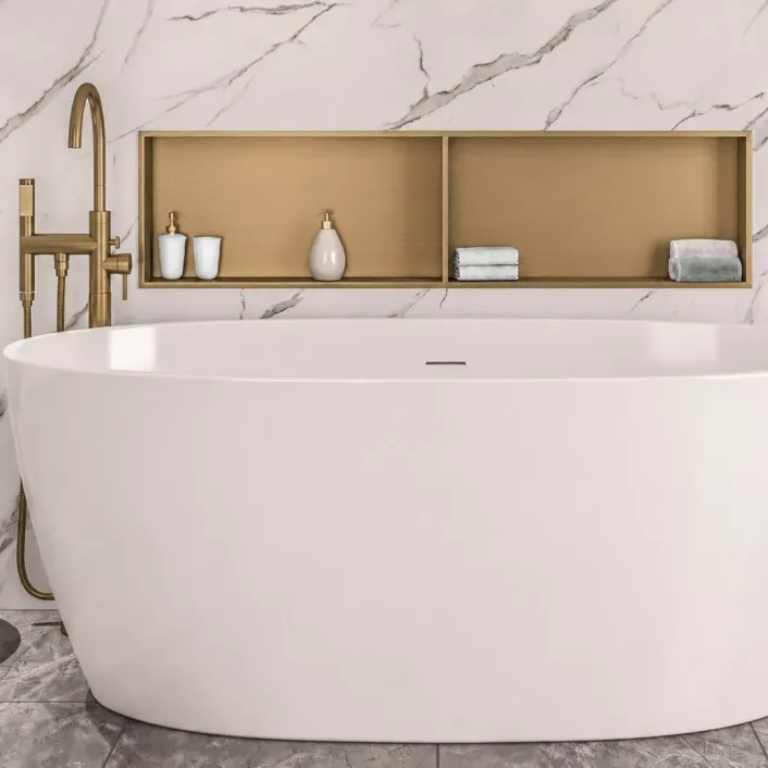Eastbrook 1200 x 300mm Shower Niche with Shelf - Brushed Brass