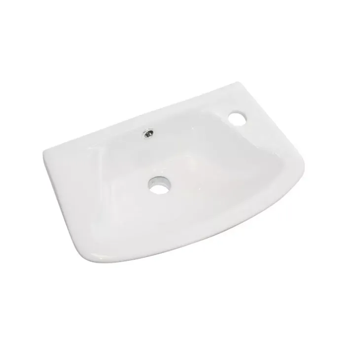 Eastbrook Loire 46cm x 27cm Right Hand (RH) 1 Tap Hole Ceramic Cloakroom Basin with Overflow - White