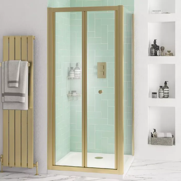 Eastbrook Volente 1850 x 900mm Bi-Fold Shower Door - Brushed Brass