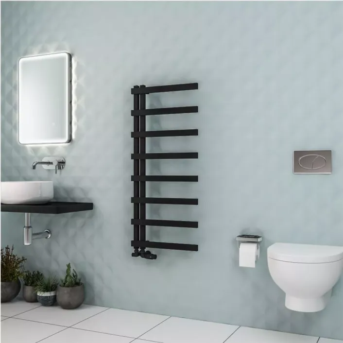 Eastbrook Platani 1150 x 500mm Towel Rail Matt Black