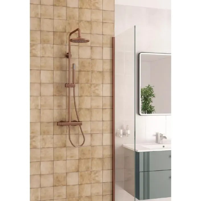 Eastbrook Meriden Round Telescopic Shower Set with Bar Valve - Brushed Bronze