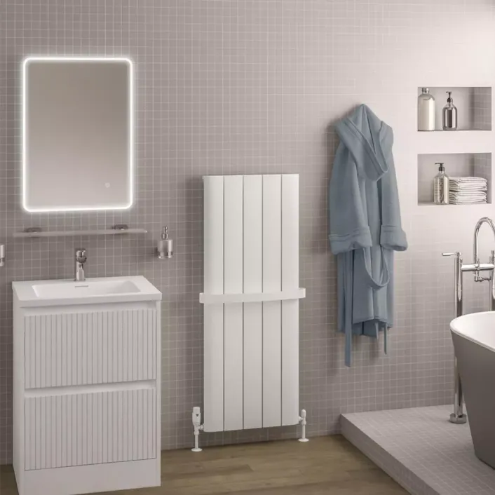 Eastbrook Withington 1200 x 470 Aluminium Radiator Matt White