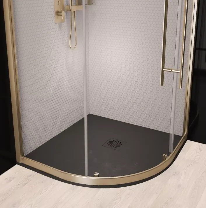 Eastbrook Crossland 800x800mm Quad Shower Tray with Slate Finish - Black