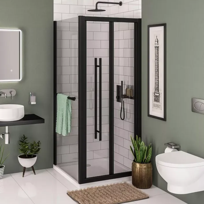 Eastbrook Vantage 2000 6mm Easy Clean 2000mm x 700mm Bi-Fold Shower Door - Matt Black