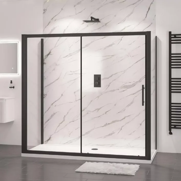 Eastbrook Volente 1850 x 2000mm Sliding Shower Door (6mm Thick) - Matt Black