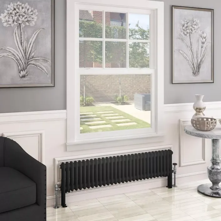 Eastbrook Imperia 2 Column Radiator 300 x 1370mm Matt Black