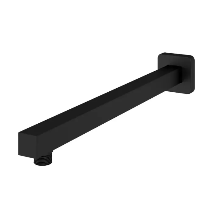 Eastbrook 400mm Modern Wall Mounted Square Fixed Over Head Shower Arm - Matt Black