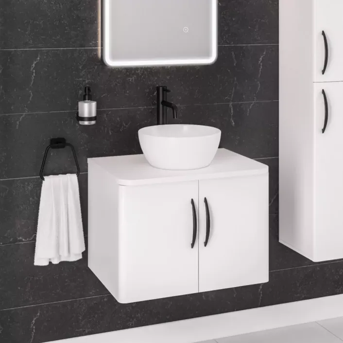 Eastbrook Cavone 50CM 2 Door Basin Vanity Unit - High Gloss White