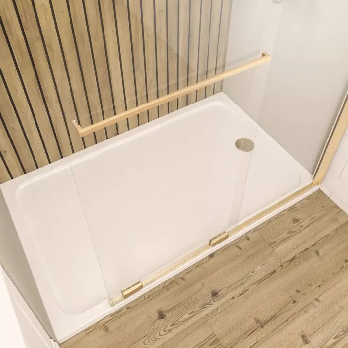 Eastbrook Corniche 2000 8mm Soft Close Walk in 1400 Slider RH Brushed Brass