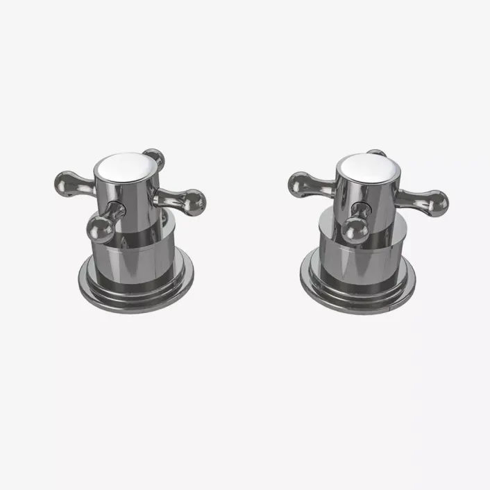Eastbrook (Pair) Traditional Deck Mounted Cross Shape Side Valve Handles for Bath Filler Taps - Chrome