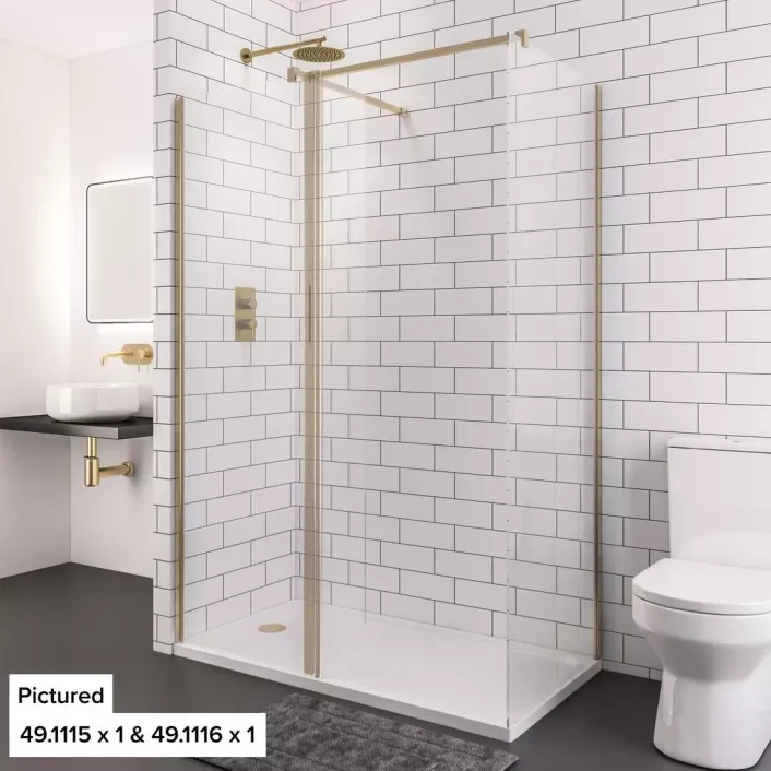 Eastbrook Vantage 2000 8mm Easy Clean 2000mm x 1600mm Walk-In Shower Panel - Brushed Brass