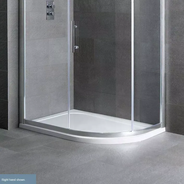 Eastbrook Volente Plan D Right Hand (RH) ABS 1000mm x 700mm Offset Quadrant Stone Resin Shower Tray - White