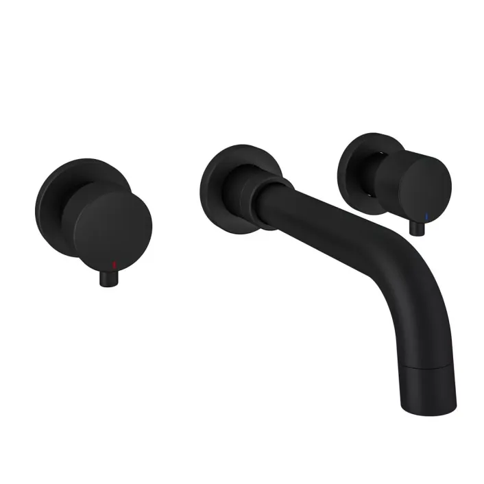 Eastbrook Meriden 3 Tap Hole Wall Mounted Bath Tap Set Matt Black