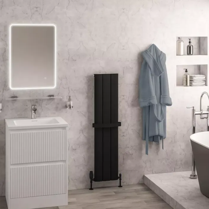 Eastbrook Withington 1200 x 280 Aluminium Radiator Matt Black