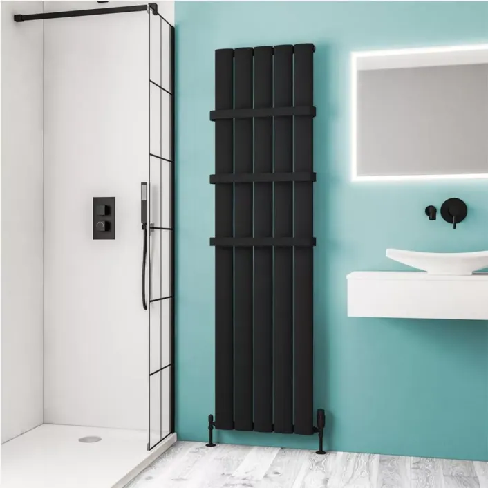 Eastbrook Malmesbury 1800 x 470 Aluminium Radiator Matt Black