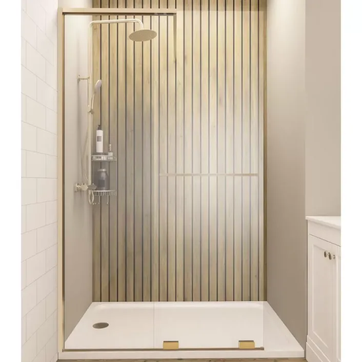 Eastbrook Corniche 2000 8mm Easy Clean 2000mm x 1200mm Soft Close Walk in Slider Left Hand (LH) Shower Door - Brushed Brass