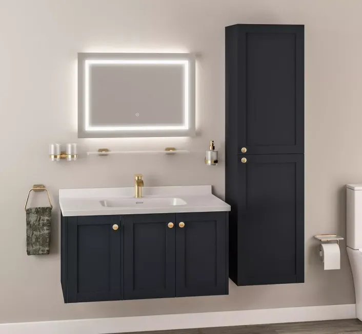 Eastbrook Hardwick 150cm Tall Wall Hung Unit, 2 Door - Matt Anthracite