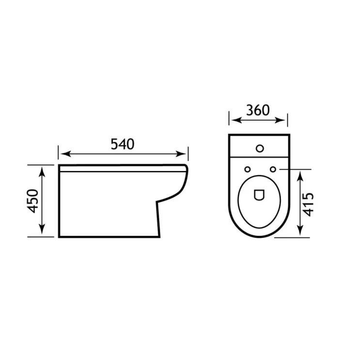 Eastbrook Dura High Level Back To Wall WC Pan with Fixings - White