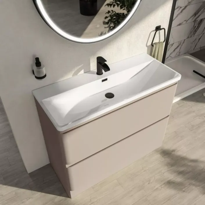 Eastbrook Grovely 100cm Floorstanding Drawer Vanity Unit - Cashmere