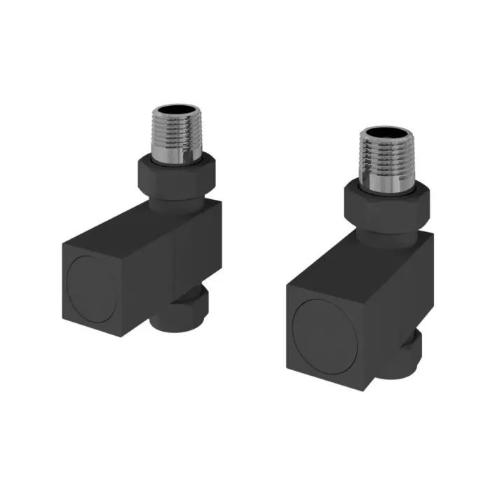 Eastbrook Straight Square Radiator Valves (Pair) Matt Anthracite