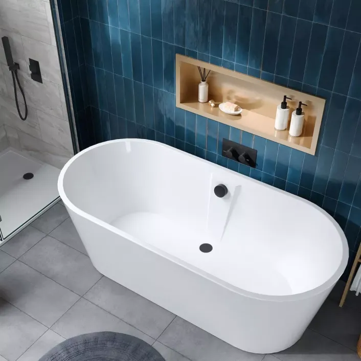 Eastbrook Bromley 1590 x 750 x 560mm Freestanding Bath Inc Waste - Gloss White