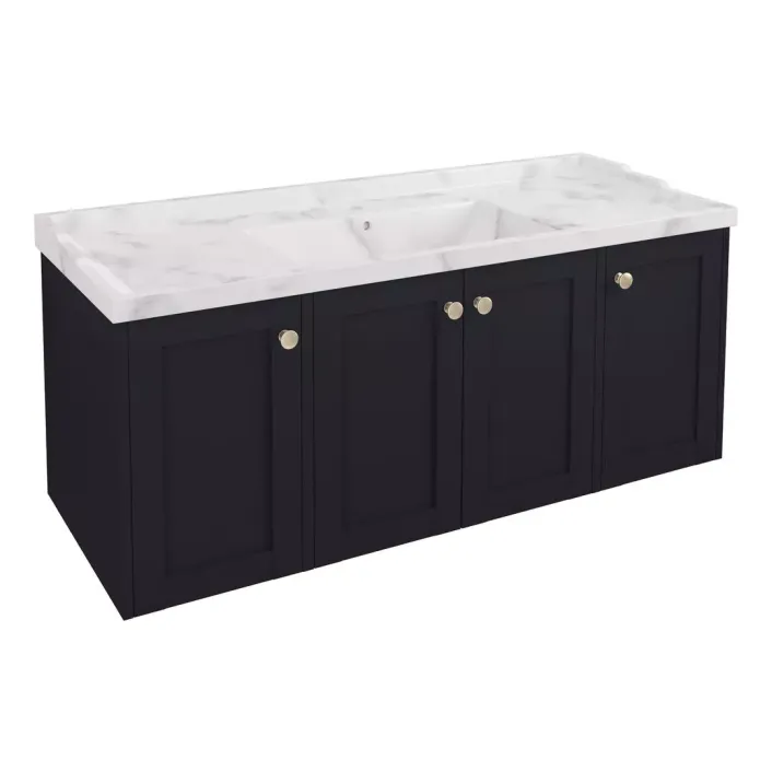 Eastbrook Hardwick 120CM 4 Door Square Single Bowl Wall Hung Basin Vanity Unit - Anthracite