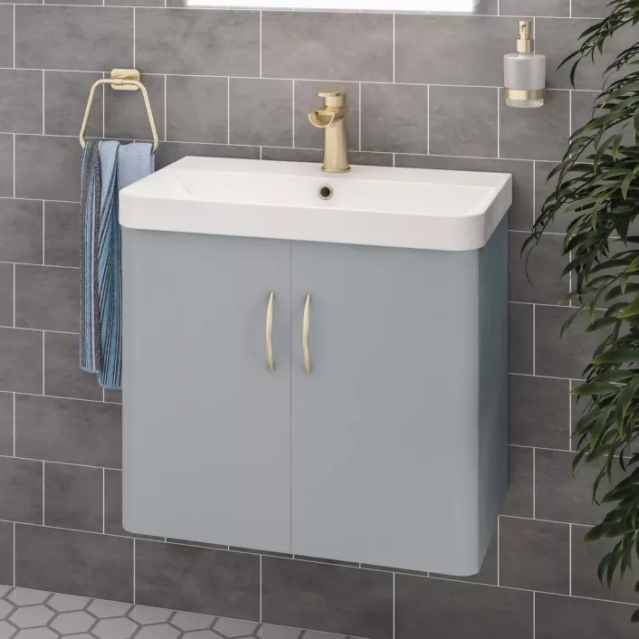 Eastbrook Cavone II 70CM 2 Door Wall Hung Basin Vanity Unit - Grey