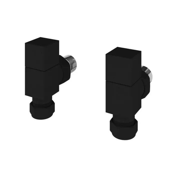 Eastbrook Angled Square Radiator Valves (Pair) Matt Black