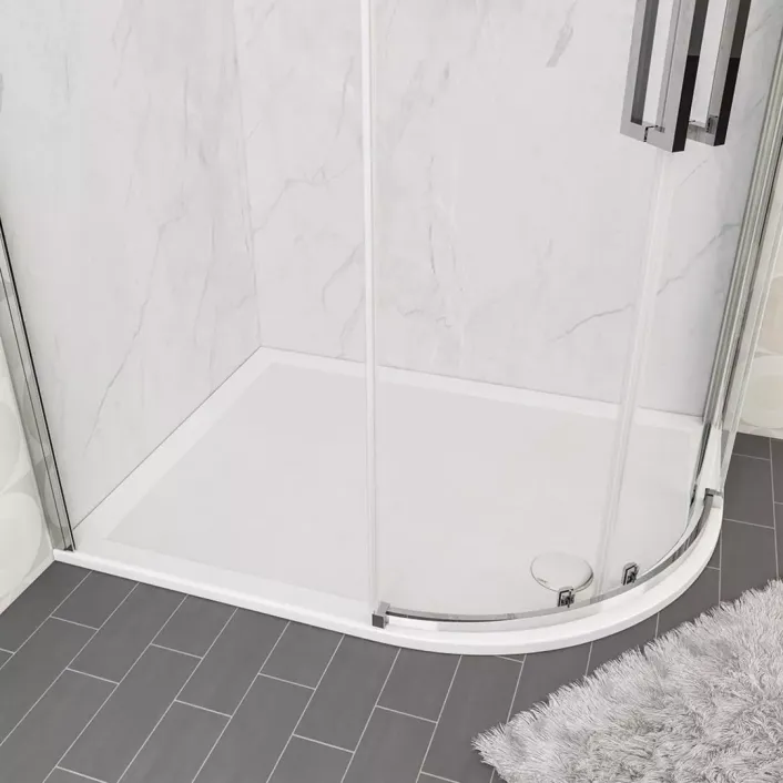 Eastbrook Corsair Anti-Slip 1100 x 800mm Offset Quad Right Hand (RH) 25mm Shower Tray - White
