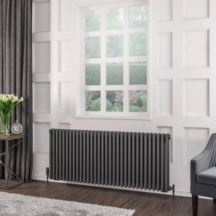 Eastbrook Rivassa 3 Column Radiator 600 x 1460mm Matt Anthracite