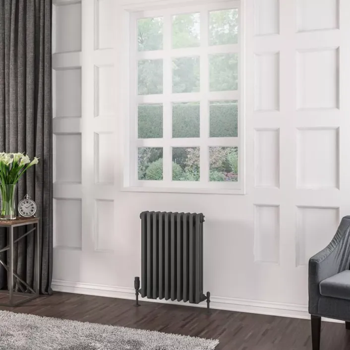 Eastbrook Rivassa 3 Column Radiator 600 x 473mm Matt Anthracite