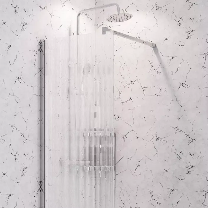 Eastbrook Vantage 2000 8mm Easy Clean 2000mm x 1000mm Walk-In Shower Panel with Fluted Glass - Chrome